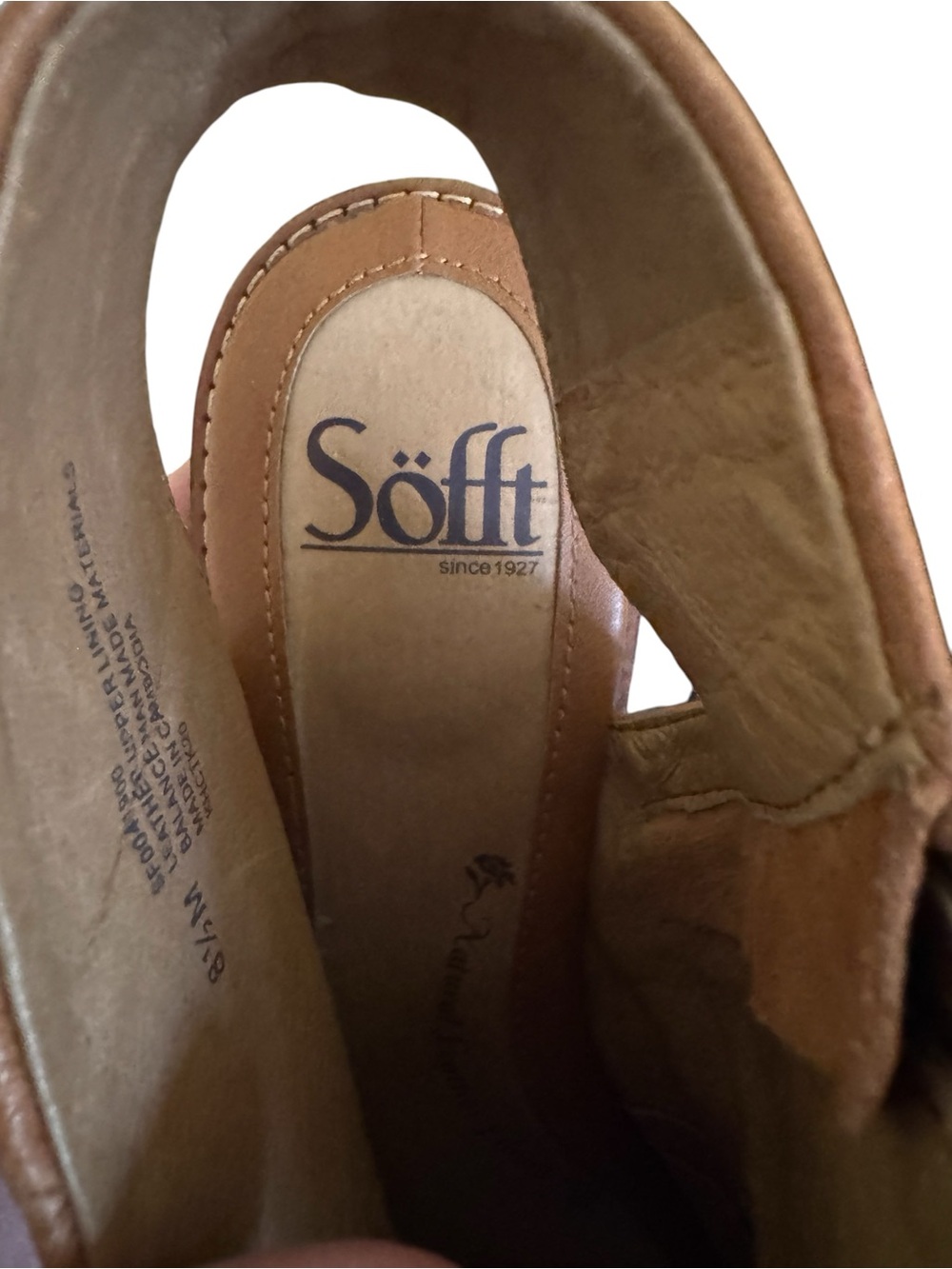 Sofft Natalia SF0041900 Women 8.5 Luggage Leather Slip-On Open Toe Sandals - Picture 8 of 9